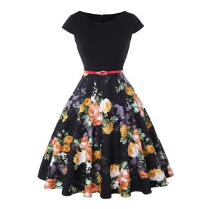 Midikleid mit floralem Rock